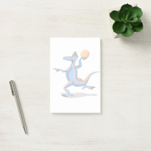 En Tecknad Iguanodon spelar basket. Post-it Block