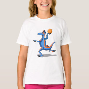 En Tecknad Iguanodon spelar basket. T Shirt