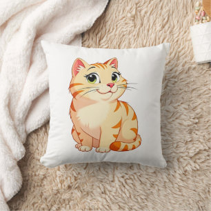 en tecknad orange tabby katt kudde