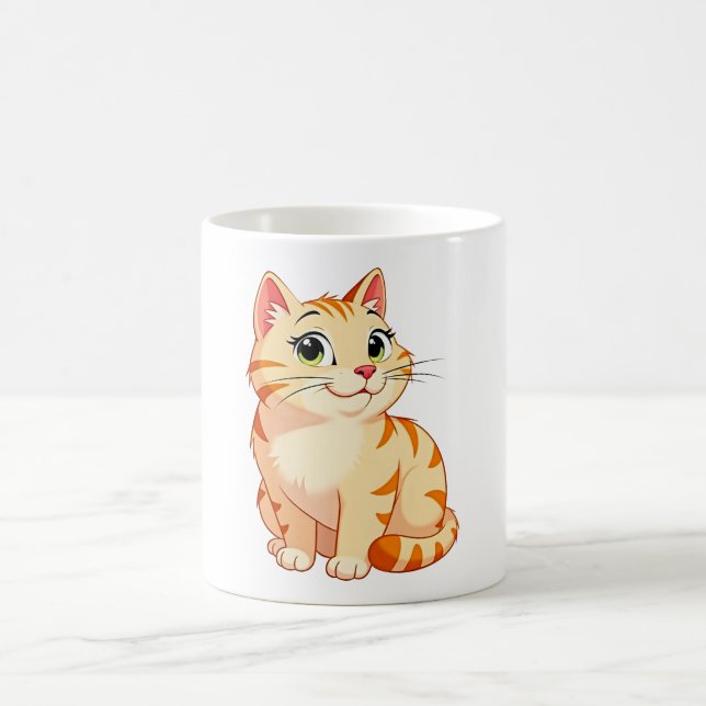 en tecknad orange tabbykatt kaffemugg (Center)