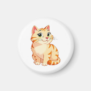en tecknad orange tabbykatt magnet