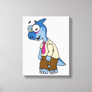En Tecknad Parasaurolophus var en Zombie. Canvastryck