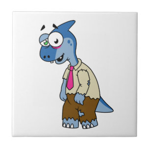 En Tecknad Parasaurolophus var en Zombie. Kakelplatta