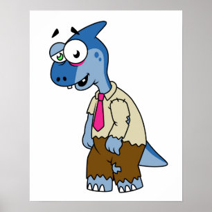 En Tecknad Parasaurolophus var en Zombie. Poster
