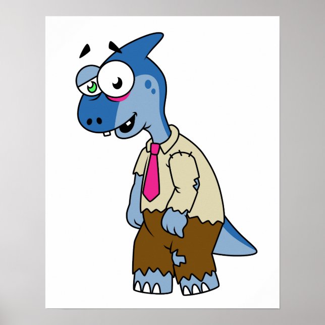 En Tecknad Parasaurolophus var en Zombie. Poster (Framsidan)