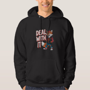 En tecknad räv i Harajuku punk stil Hoodie