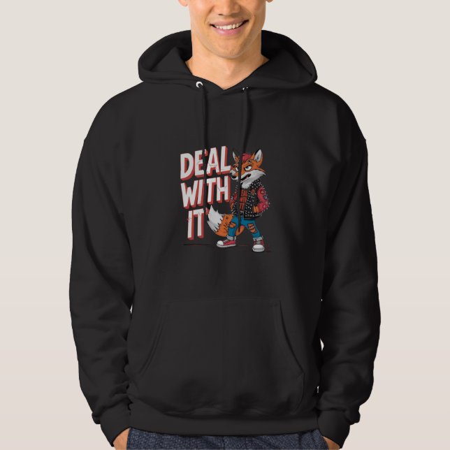En tecknad räv i Harajuku punk stil Hoodie (Framsida)