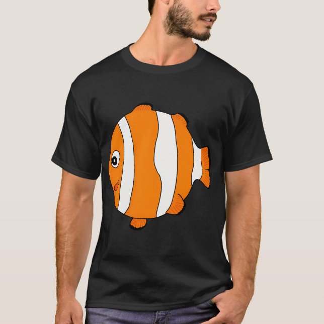 En tecknad rund clownfisk kugli stil IX T Shirt (Framsida)