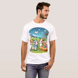 en tecknad som illustrerar en aktivitetsscen med e t shirt
