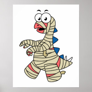 En Tecknad Stegosaurus klämde upp som en mamma. Poster