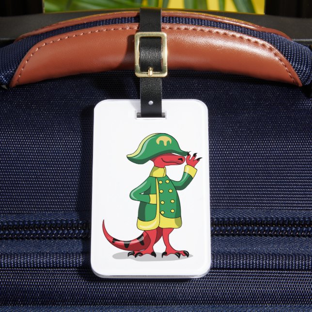 En Tecknad Tyrannosaur Rex trycktes ned som Napole Bagagebricka (Framsida Insitu 2)