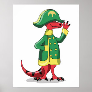 En Tecknad Tyrannosaur Rex trycktes ned som Napole Poster