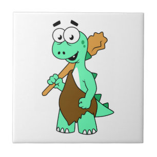 En Tecknad Tyrannosaurus Rex-Grottman. Kakelplatta