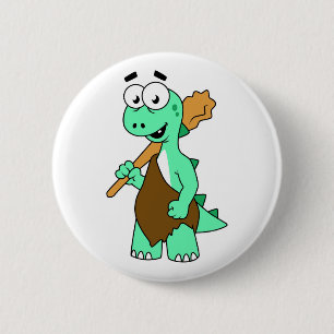En Tecknad Tyrannosaurus Rex-Grottman. Knapp