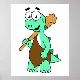 En Tecknad Tyrannosaurus Rex-Grottman. Poster