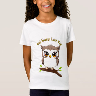 En Tecknad Uggla utförd på en Gren T-Shirt
