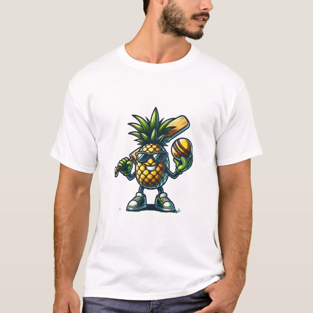 En tecknadens ananas spelande tecken t shirt (Framsida)