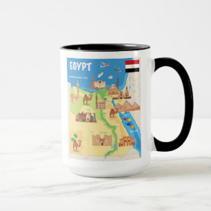 En tecknadkarta av egyptenen mugg