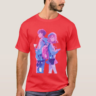 En teckning som visar kärlek och vänskap retro t shirt