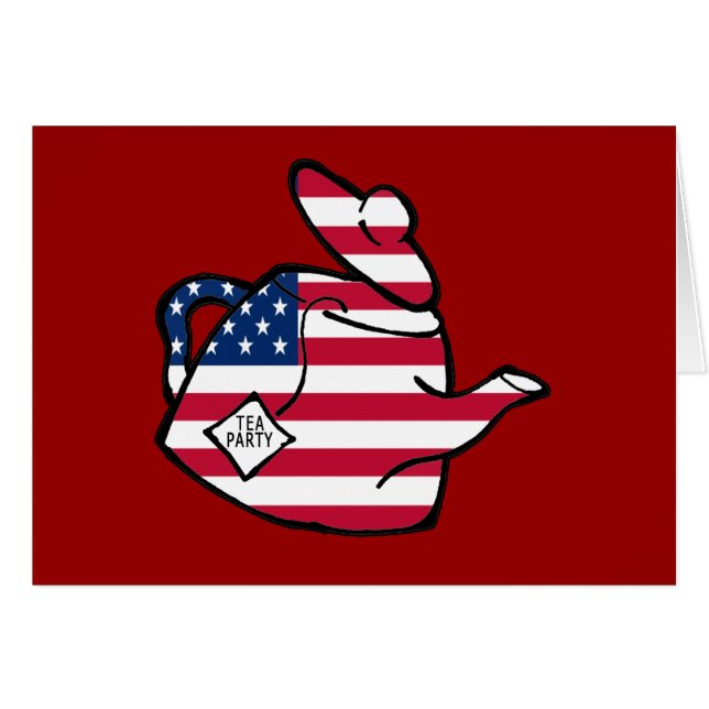 En tekanna i amerikanska flagganfärger hälsningskort (Framsidan Horizontal)