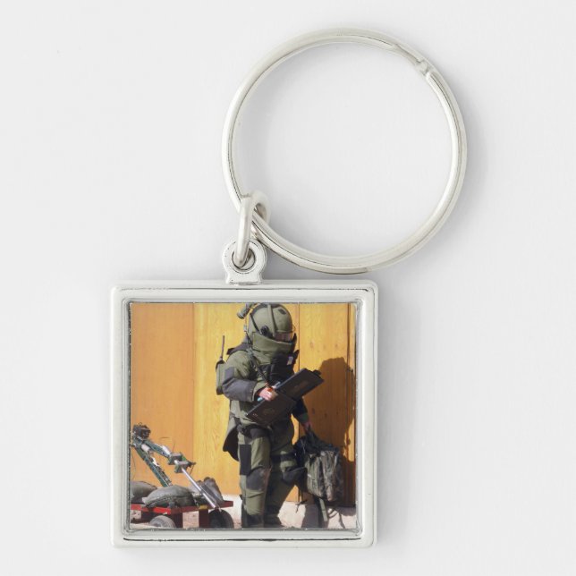 En tekniker fyrkantig silverfärgad nyckelring (Framsidan)