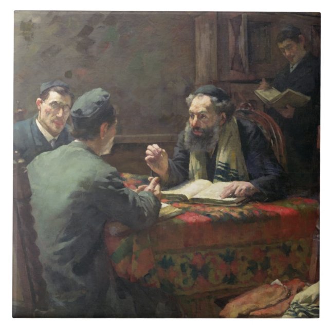 En teologisk debatt, 1888 kakelplatta (Framsidan)
