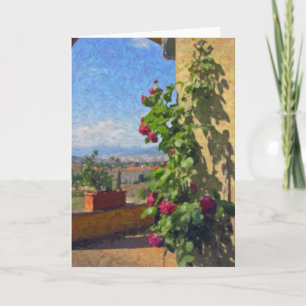 "En terrass, Tuscany" hälsningkort Kort