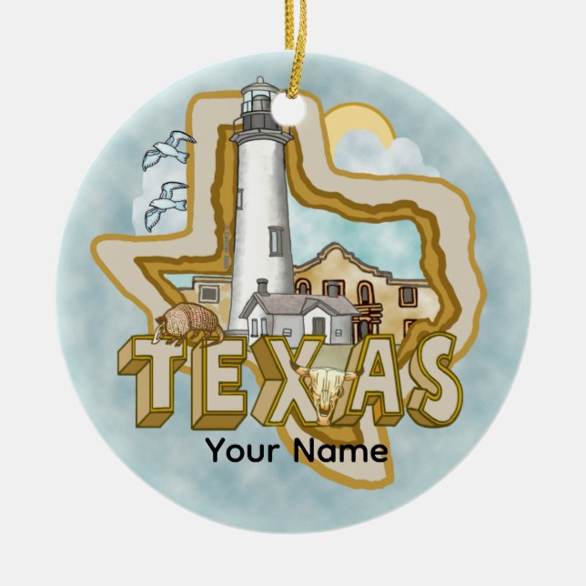 En Texas fyr keramisk prydnad Julgransprydnad Keramik (Framsidan)