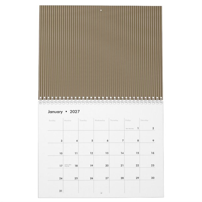 En texturerad bakgrund mönster i olika nyanser kalender (Jan 2027)