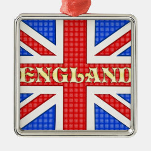 En texturerad facklig jackflagga med England Julgransprydnad Metall