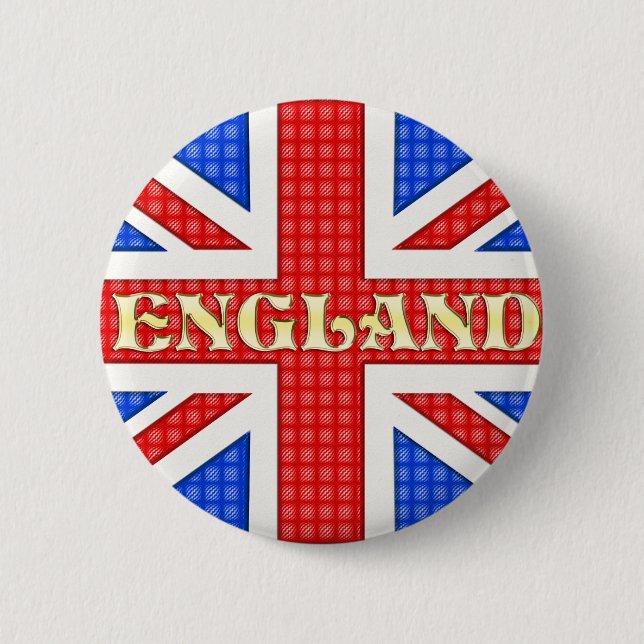 En texturerad Union Jack flagga med England skrev  Knapp (Framsida)