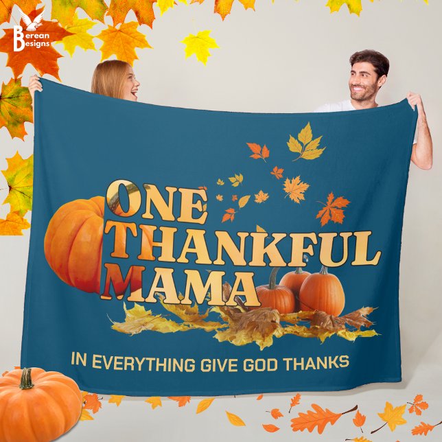 EN THANKFUL MAMMA Snyggt Thanksgiving Fleecefilt (Cozy ONE THANKFUL MAMA Thanksgiving Fall Blanket with CUSTOMIZABLE Christian quote. Great mom gift.)