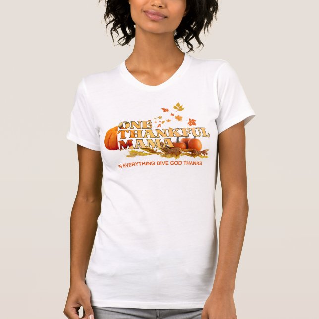 EN THANKFUL MAMMA Snyggt Thanksgiving T Shirt (Framsida)