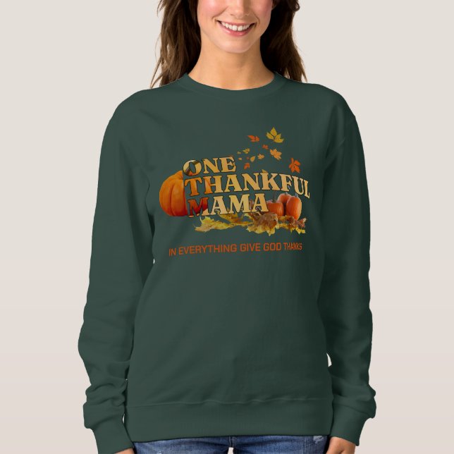 EN THANKFUL MAMMA Snyggt Thanksgiving T Shirt (Framsida)