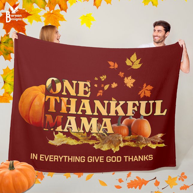 EN THANKFUL MAMMA Thanksgiving MAMMA Fleecefilt (Cozy ONE THANKFUL MAMA Thanksgiving Fall Blanket with CUSTOMIZABLE Christian quote. Great mom gift.)