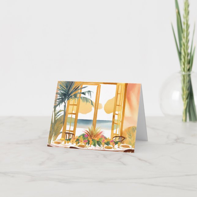 En Thanksgiving i en Tropical-inställning Tack Kort (Framsida)