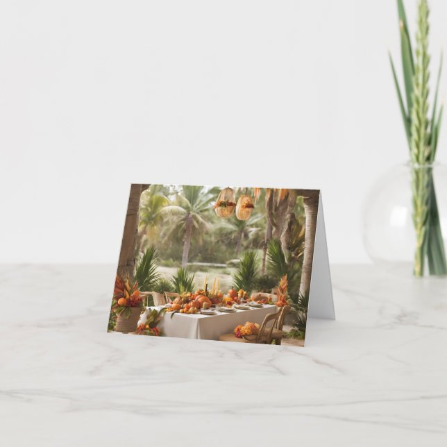 En Thanksgiving i en Tropical-inställning Tack Kort (Framsida)