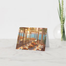 En Thanksgiving i en Tropical-inställning Tack Kort