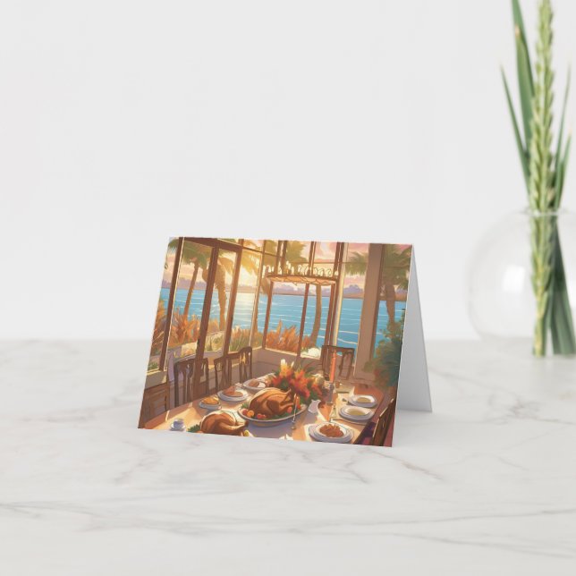 En Thanksgiving i en Tropical-inställning Tack Kort (Framsida)