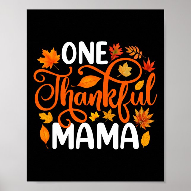 En Thanksgiving med en tankfull Mamma - funny höst Poster (Framsidan)