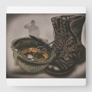 En themed militär för soldat tar tid på fyrkantig klocka