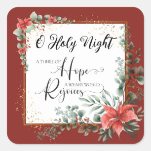 En Thrill of Hope Weary World Rejoices jul Fyrkantigt Klistermärke