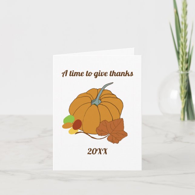 En tid att vara tacksam pumpa och blad  kort (Framsida)