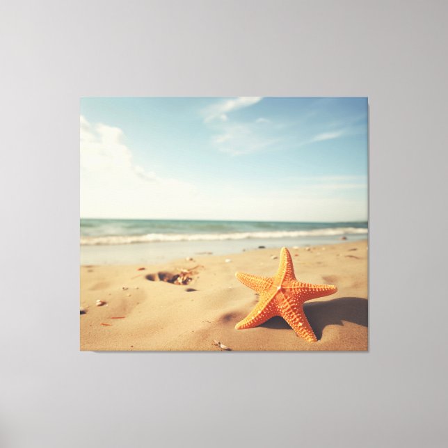 En tid av serenity Starfish på Beach Realism Canvastryck (Framsida)
