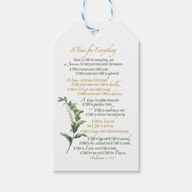 En tid för allt - Ecclesiastes 3: 1-8 Presentetikett (Framsidan)