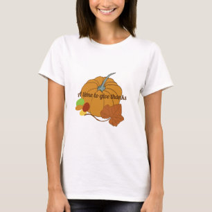 En tid till ge tack vare pumpa och löv tshirt t shirt