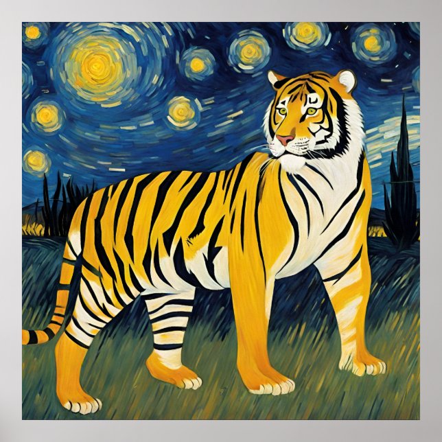 En tiger i Starry Natt Poster (Framsidan)
