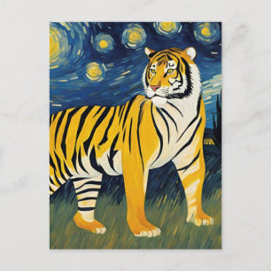 En tiger i Starry Natt Vykort