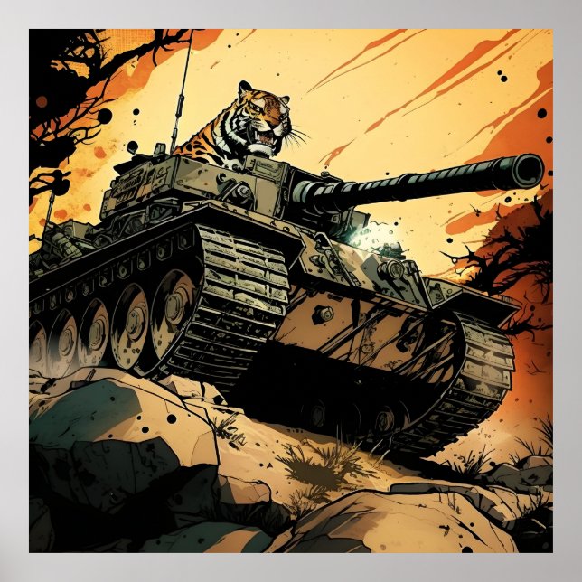 En tigertank med en tiger på den poster (Framsidan)