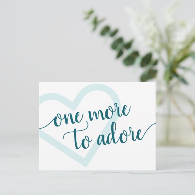 En till att lägga till | Aqua Teal Heart-Graviden Meddelande Vykort (Stående Fram)